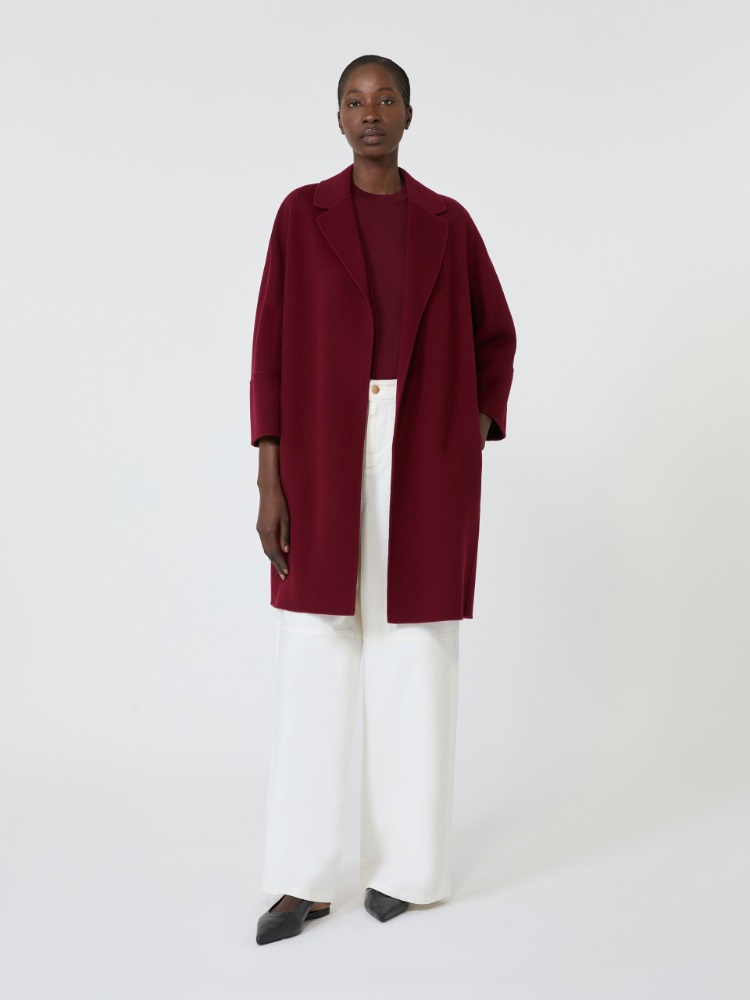 Short double-faced wool coat - BORDEAUX