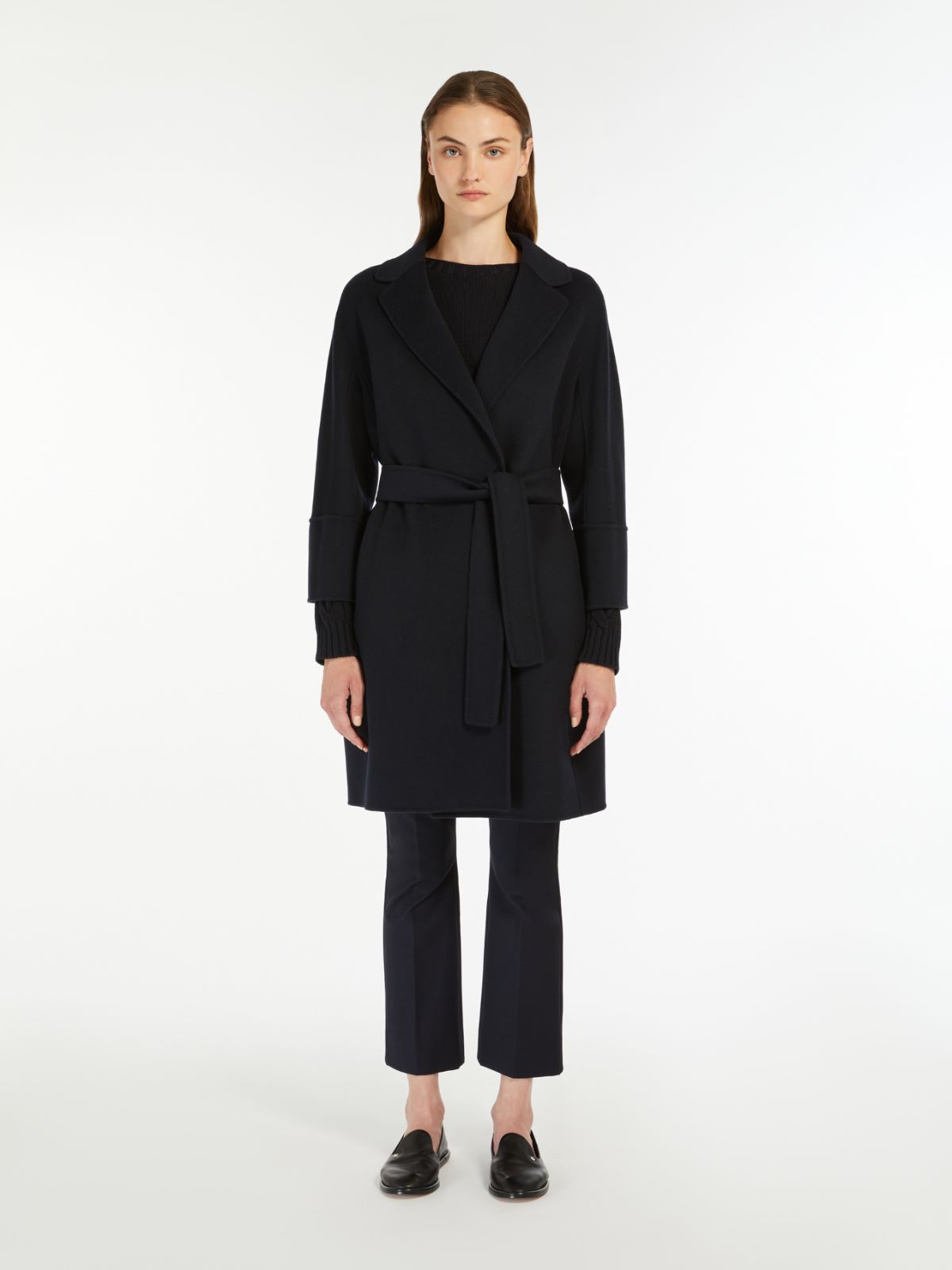 Short double-faced wool coat - MIDNIGHTBLUE - 2