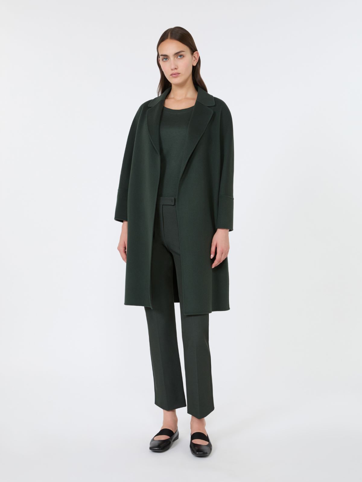 Short double-faced wool coat - DARK GREEN - Max Mara