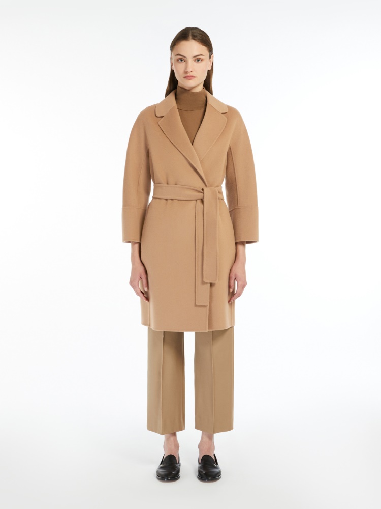 Short double-faced wool coat - CAMEL - 2