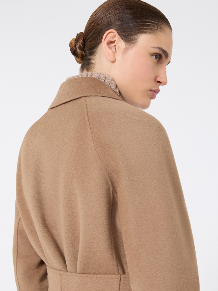 Short double-faced wool coat - CAMEL
