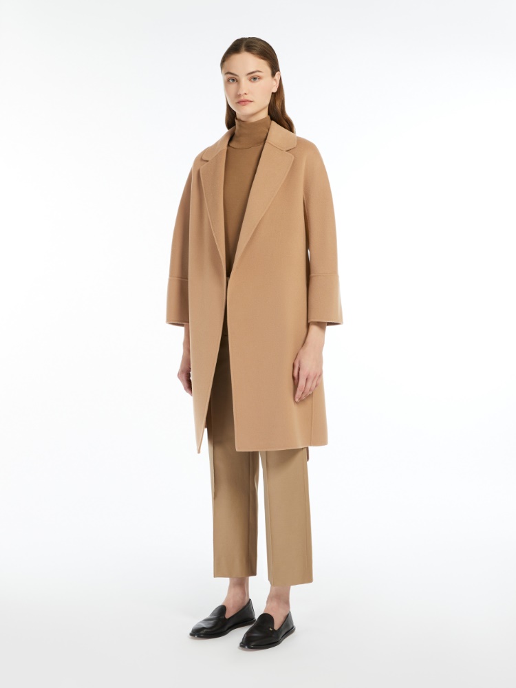 Short double-faced wool coat - CAMEL