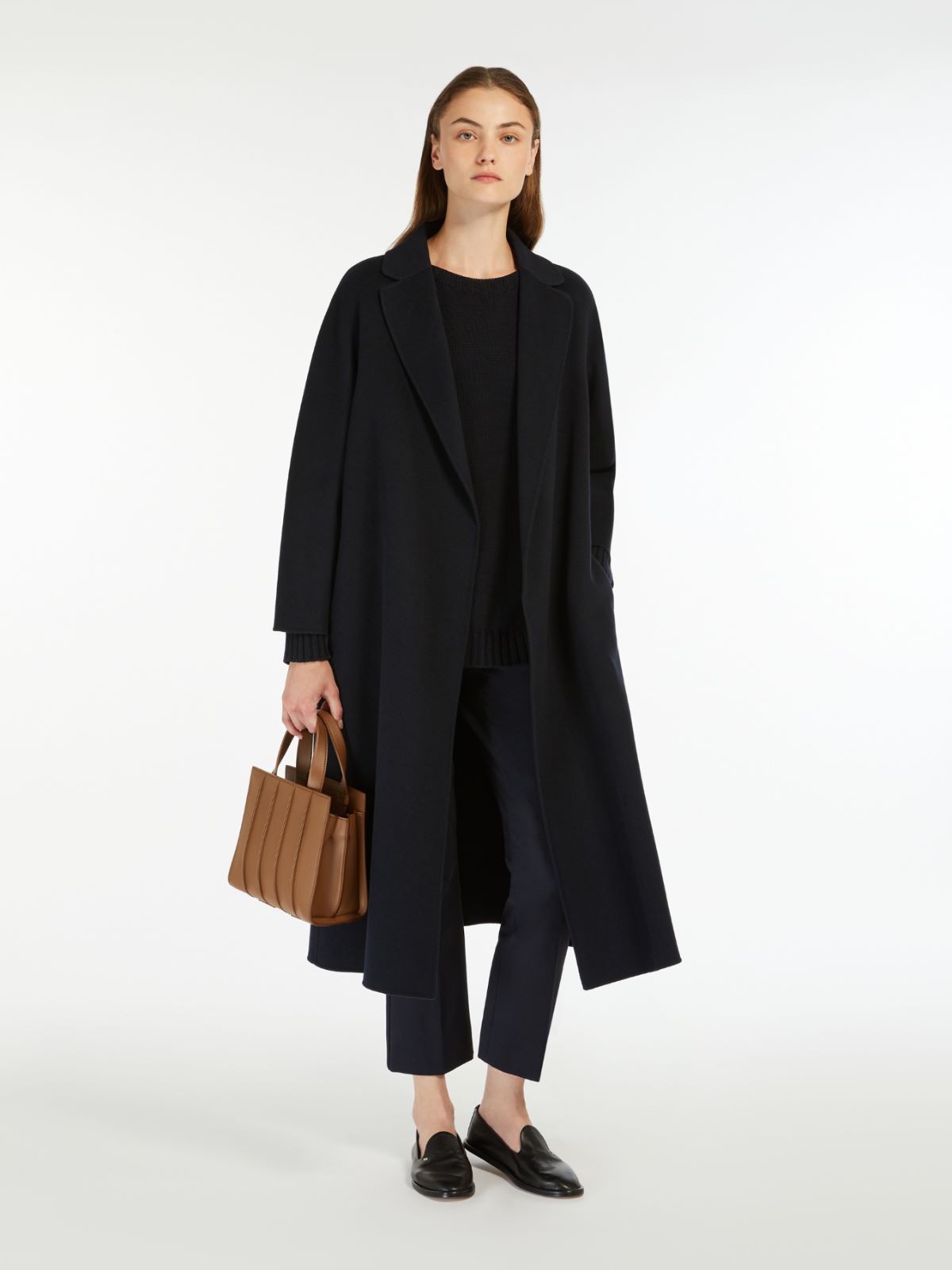Wool broadcloth midi coat - MIDNIGHTBLUE
