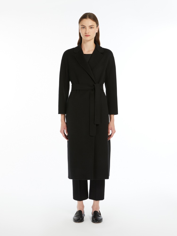 Wool broadcloth midi coat - BLACK - 2