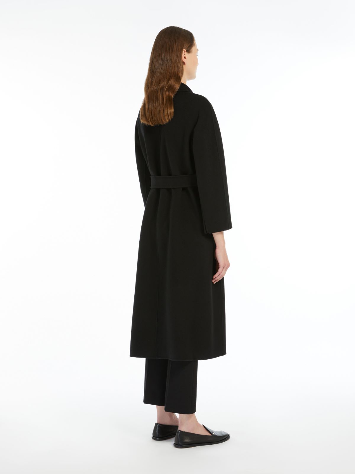Wool broadcloth midi coat - BLACK - 3