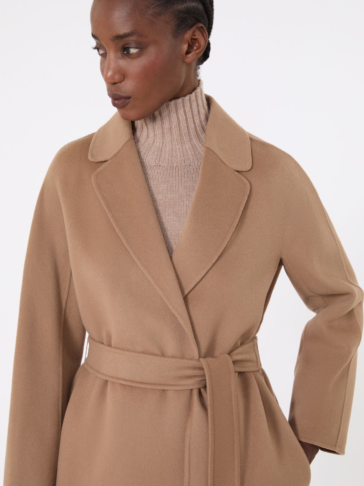 Wool broadcloth midi coat, camel | Max Mara