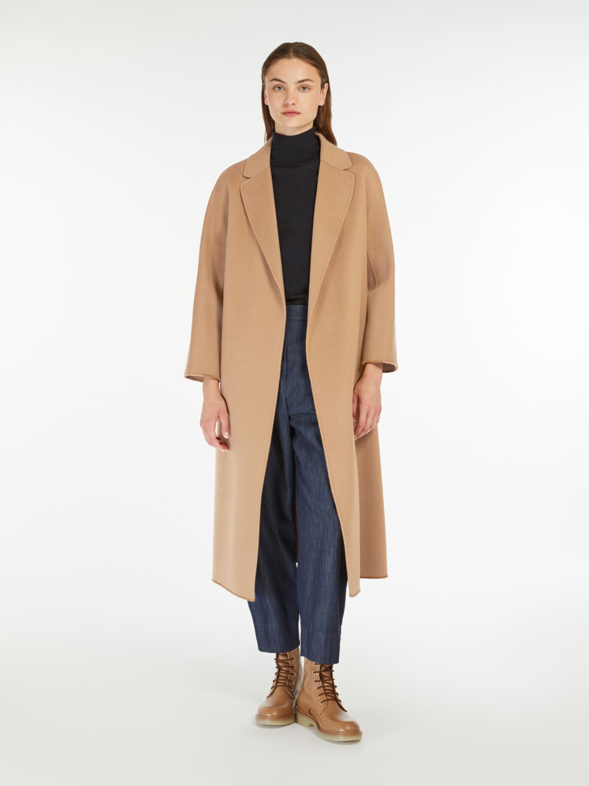 Manteau mi-long en drap de laine - POIL DE CHAMEAU