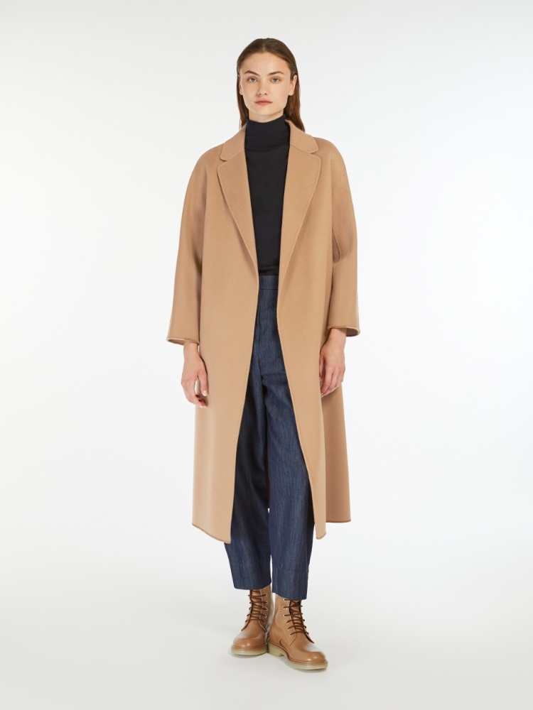 Wool broadcloth midi coat - CAMEL