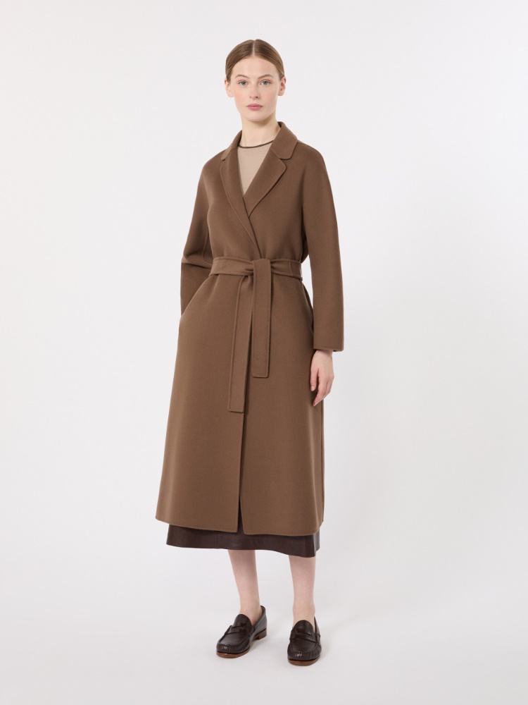 Wool broadcloth midi coat - MUD - 2