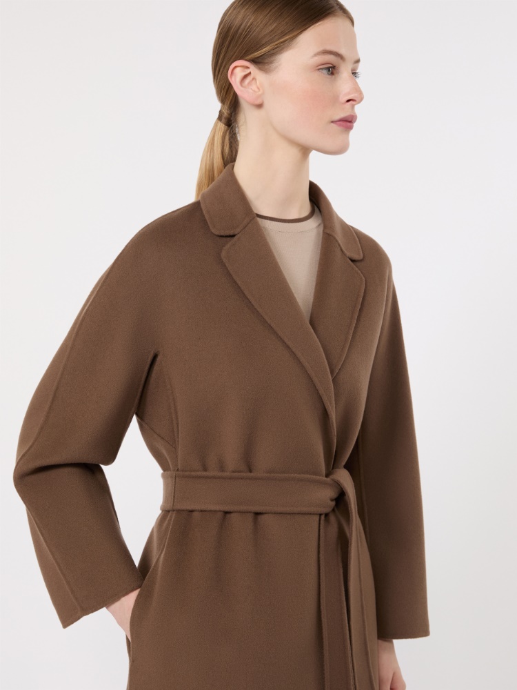 Wool broadcloth midi coat - MUD - 4