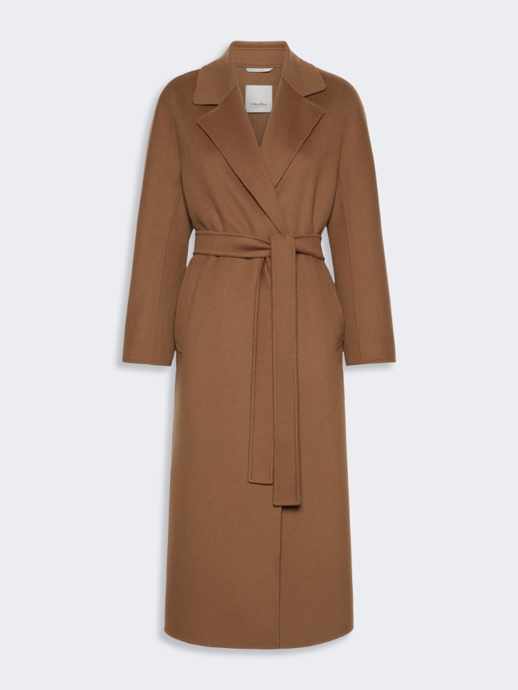 Long wool drap wrap coat - HAZELNUT BROWN - 5