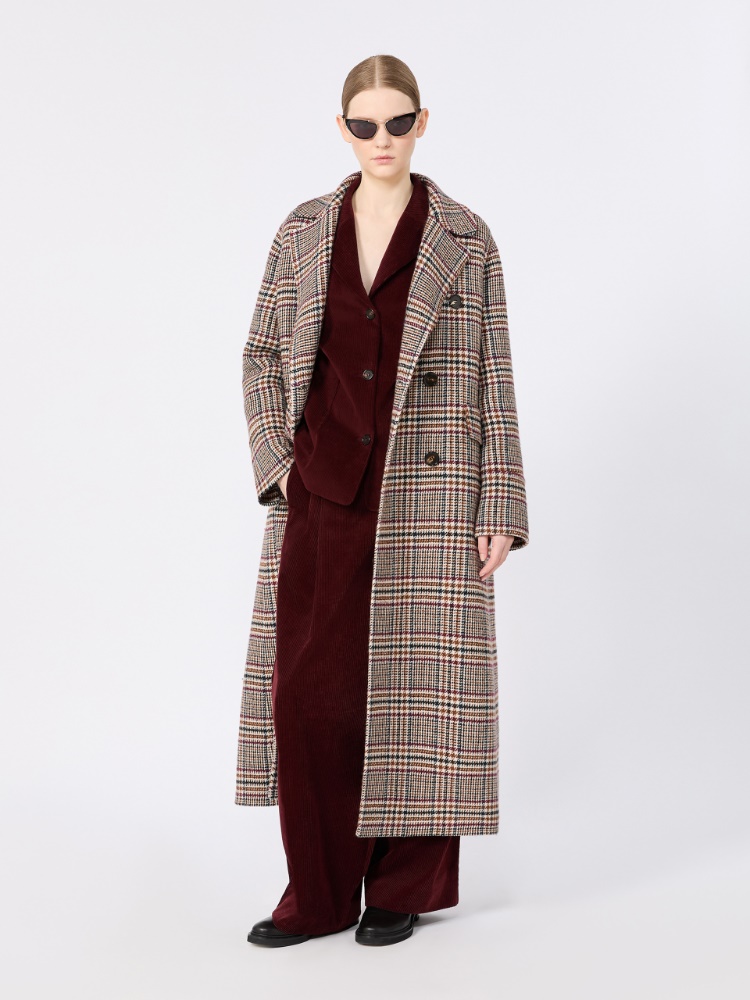 Chequered double wool coat - ULTRAMARINE