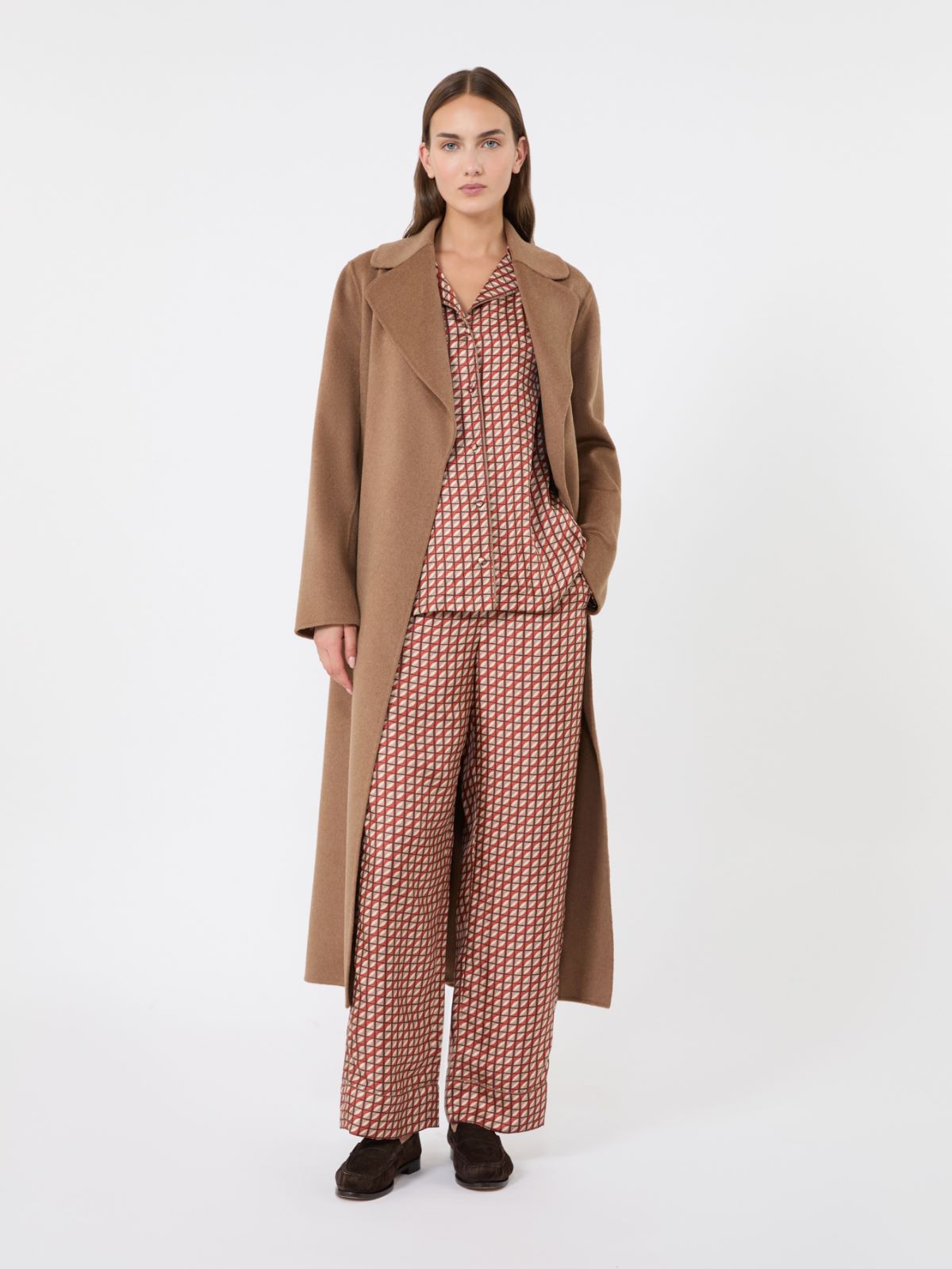 Wool and cashmere coat with belt + CAMEL - Max Mara