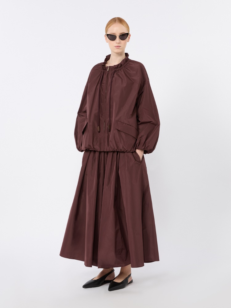 Water-repellent taffeta bomber jacket - BORDEAUX