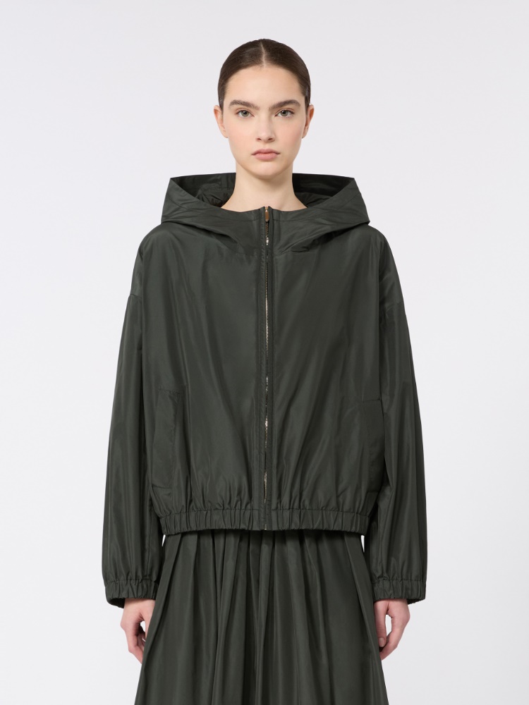 Water-repellent taffeta hooded jacket - DARK GREEN - 2
