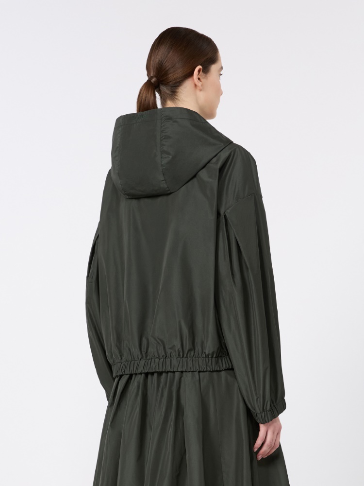 Water-repellent taffeta hooded jacket - DARK GREEN - 3