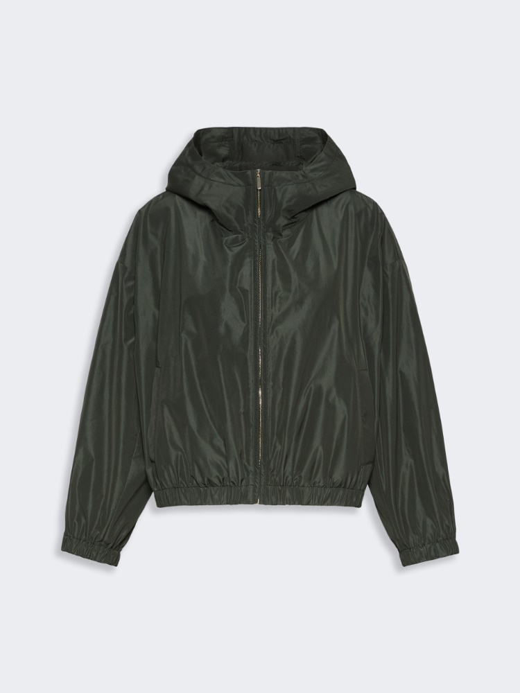 Water-repellent taffeta hooded jacket - DARK GREEN - 5