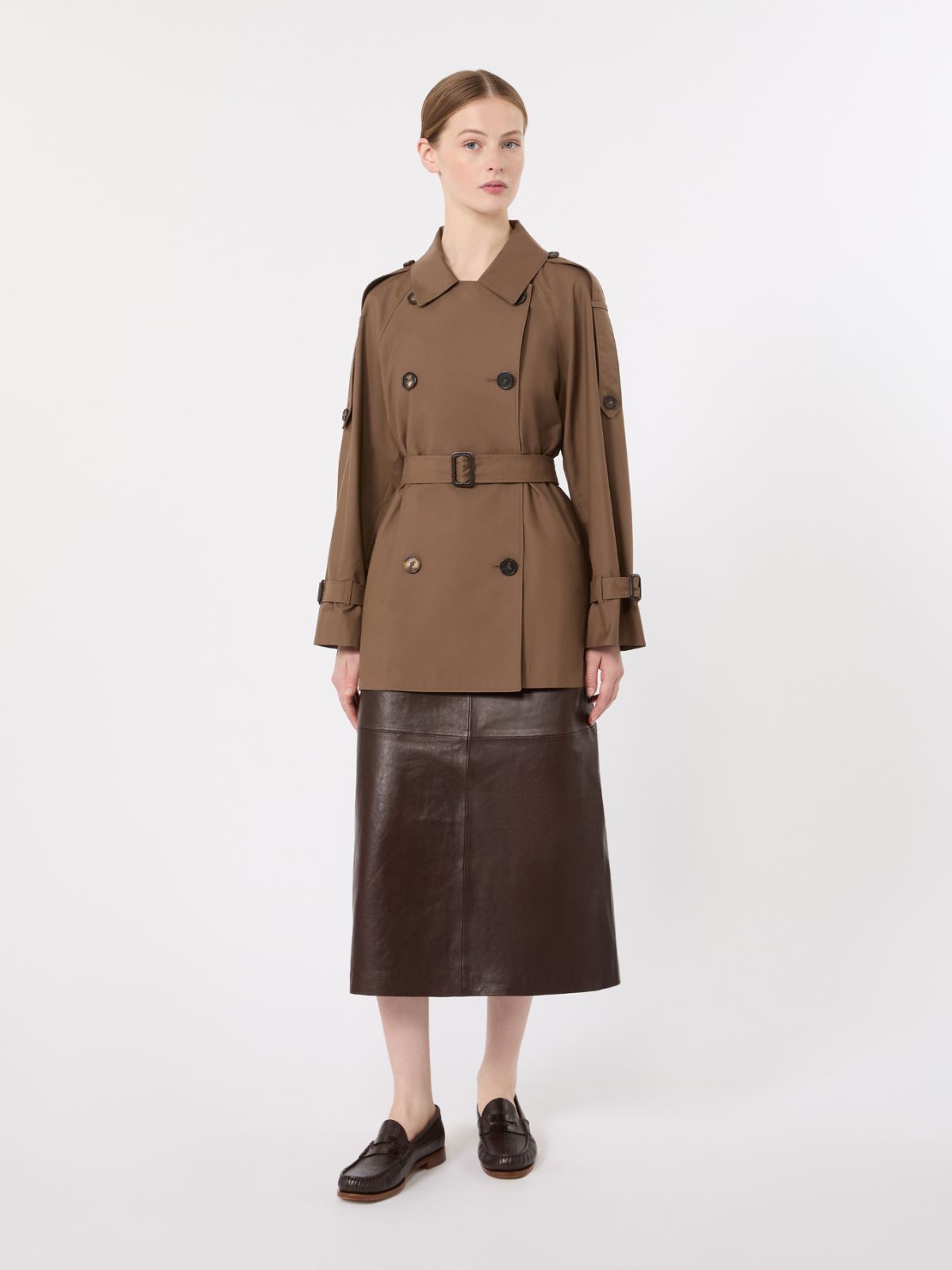 Short trench coat in water-repellent twill - BROWN - Max Mara - 2