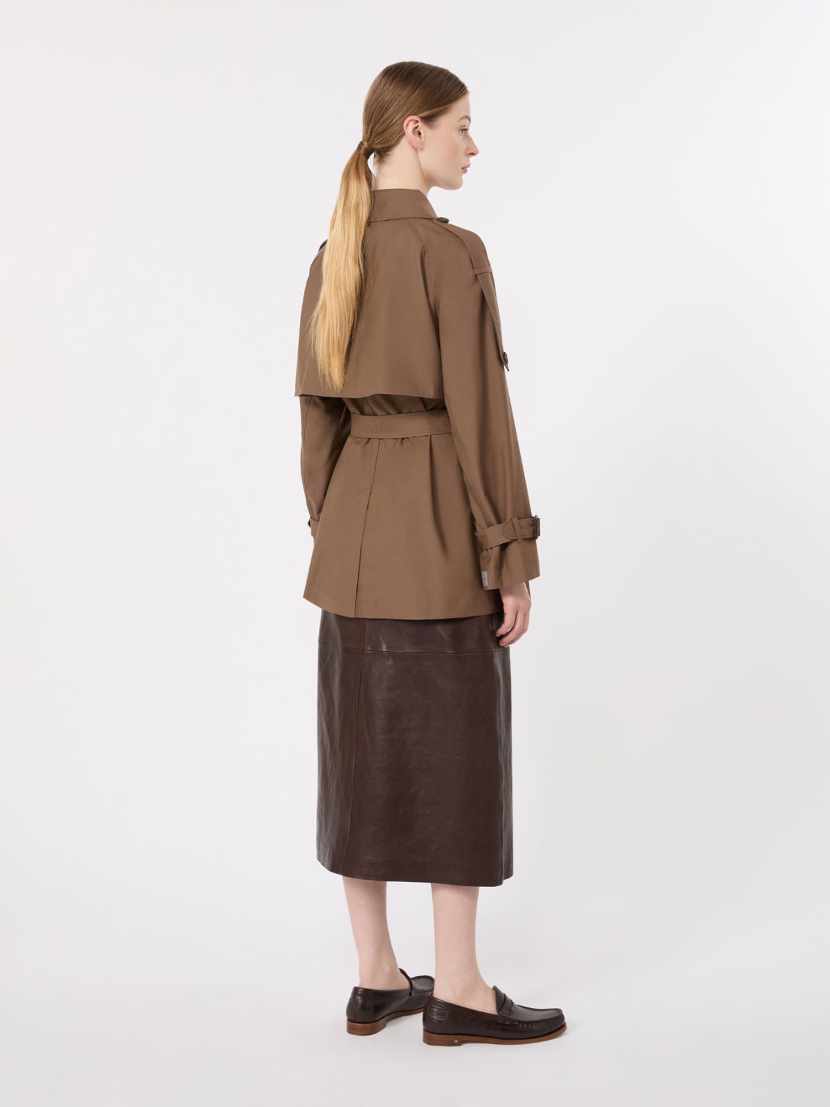 Short trench coat in water-repellent twill - BROWN - Max Mara - 3