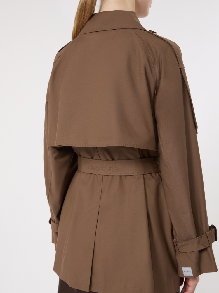 Short trench coat in water-repellent twill - BROWN - Max Mara - 4