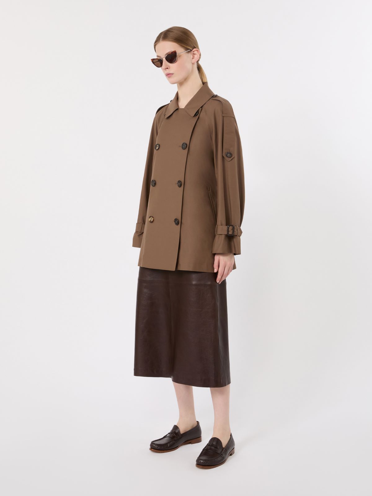 Short trench coat in water-repellent twill - BROWN - Max Mara
