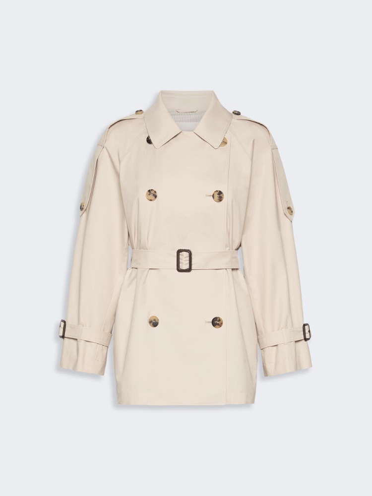 Short trench coat in water-repellent twill - BEIGE