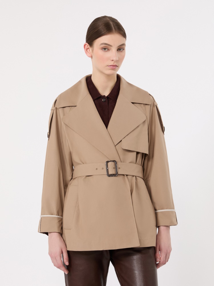 Oversize Trenchcoat aus wasserabweisendem Twill - KAMEL - 2