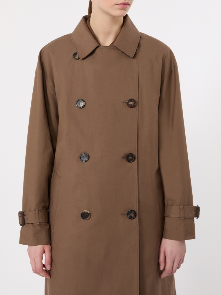 Midi-Trenchcoat aus wasserabweisendem Baumwolltwill - BRAUN - 5
