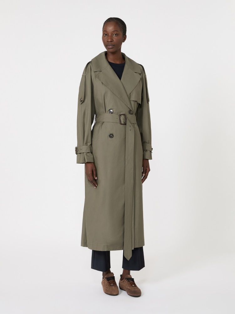 Long double-breasted trench coat in water-repellent cotton - MEDIUM GREY - Max Mara - 2