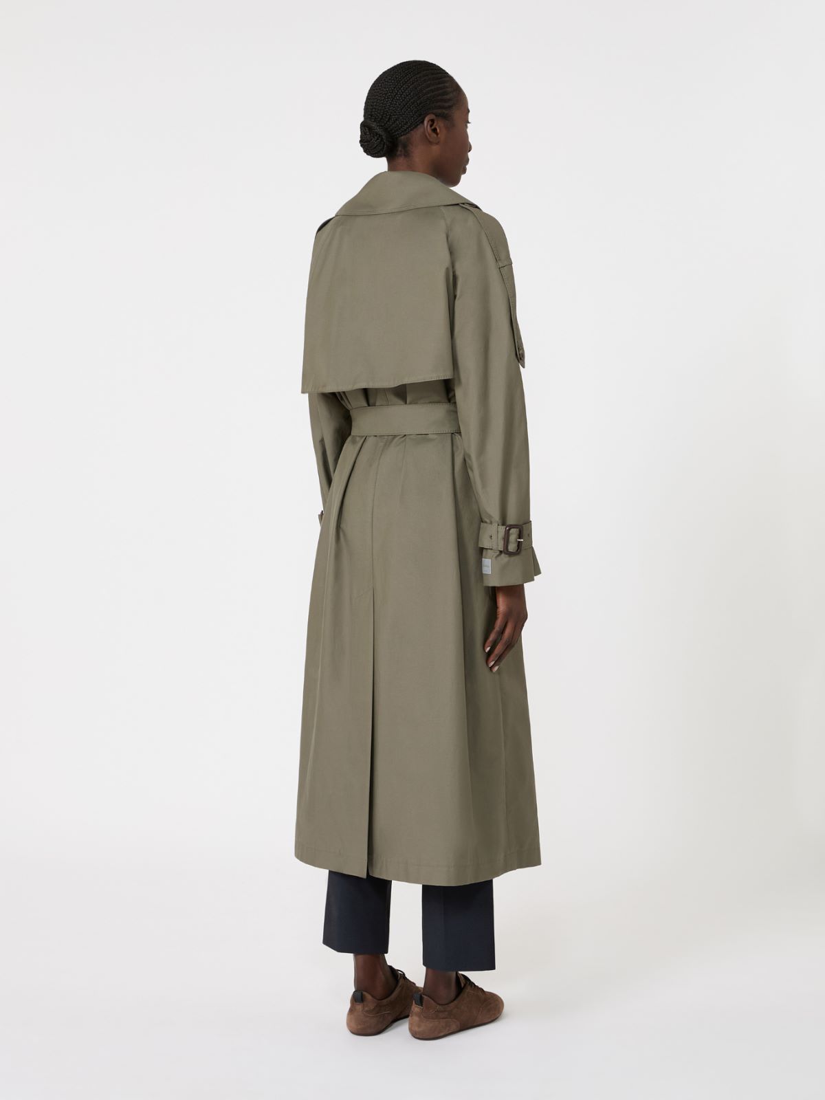 Long double-breasted trench coat in water-repellent cotton - MEDIUM GREY - Max Mara - 3
