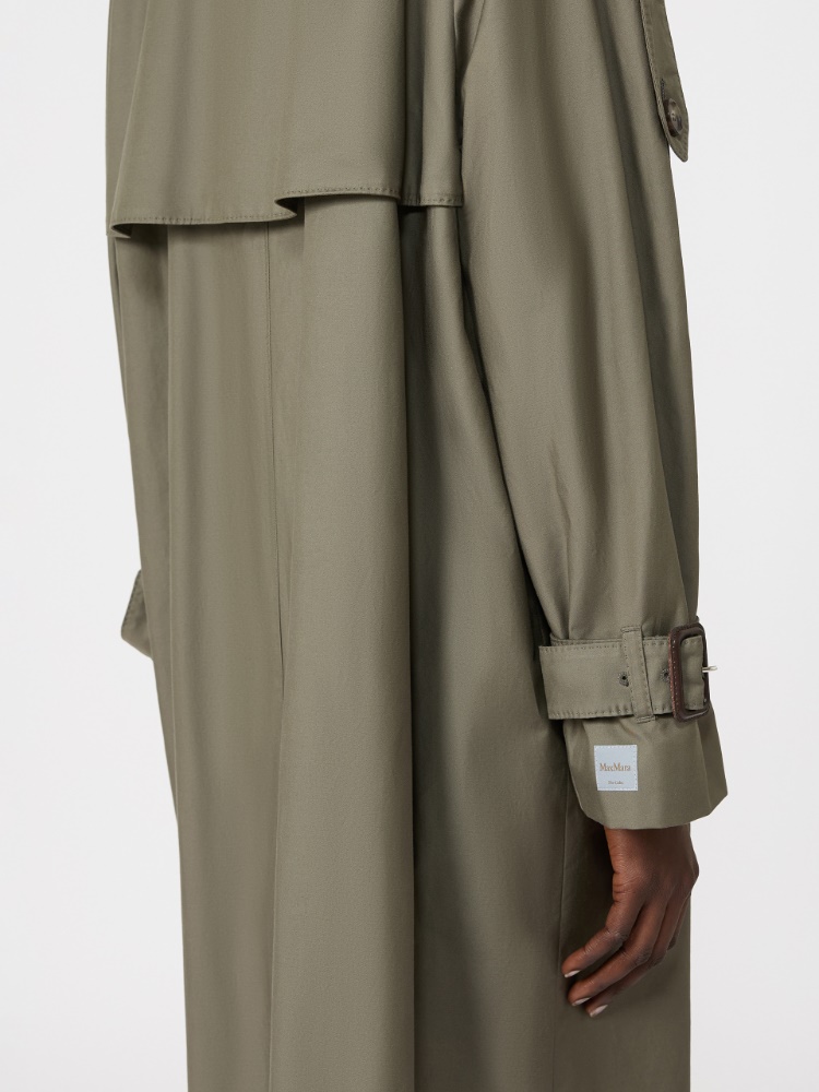 Long double-breasted trench coat in water-repellent cotton - MEDIUM GREY - Max Mara - 5