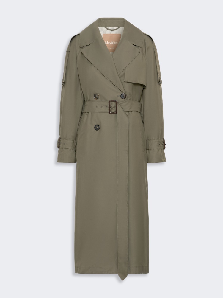 Long double-breasted trench coat in water-repellent cotton - MEDIUM GREY