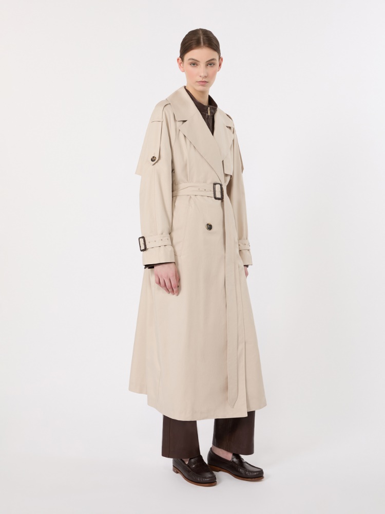 Long double-breasted trench coat in water-repellent cotton - BEIGE - Max Mara - 2