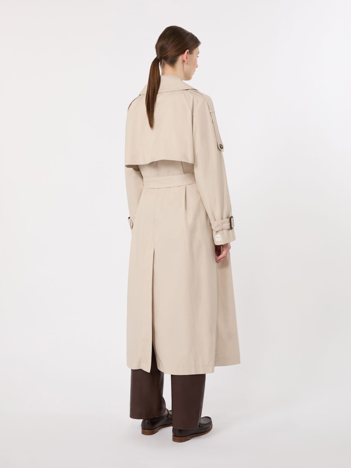 Long double-breasted trench coat in water-repellent cotton - BEIGE - Max Mara - 3