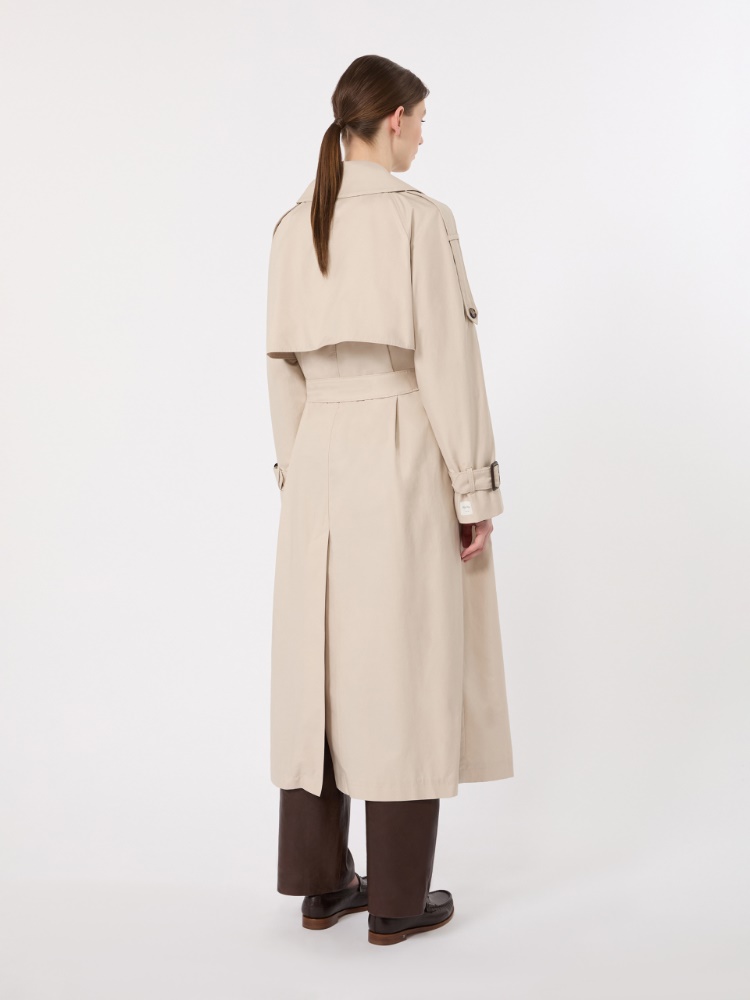 Long double-breasted trench coat in water-repellent cotton - BEIGE - Max Mara - 3
