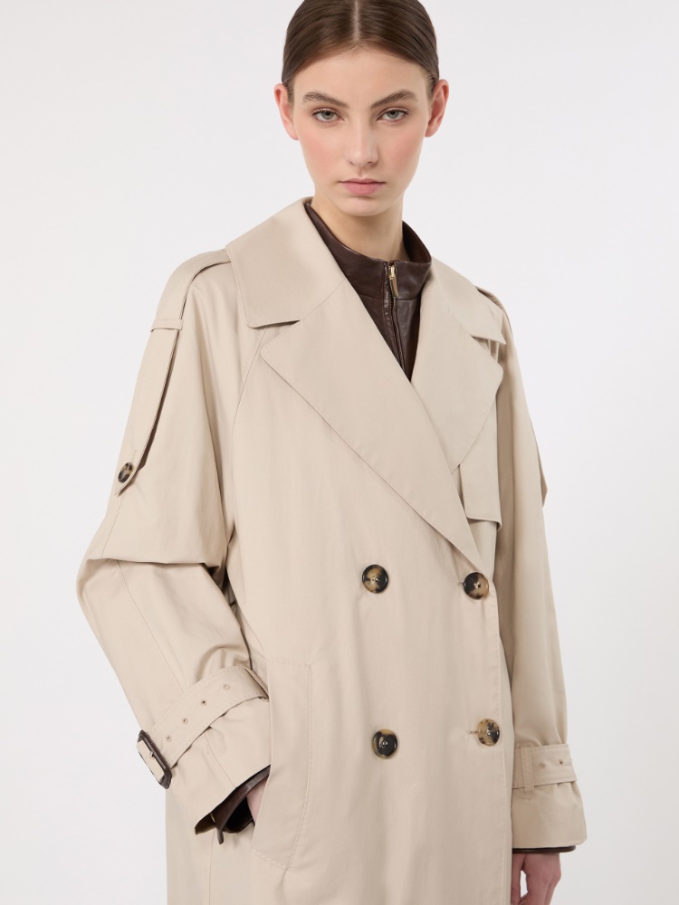 Long double-breasted trench coat in water-repellent cotton - BEIGE - Max Mara - 4