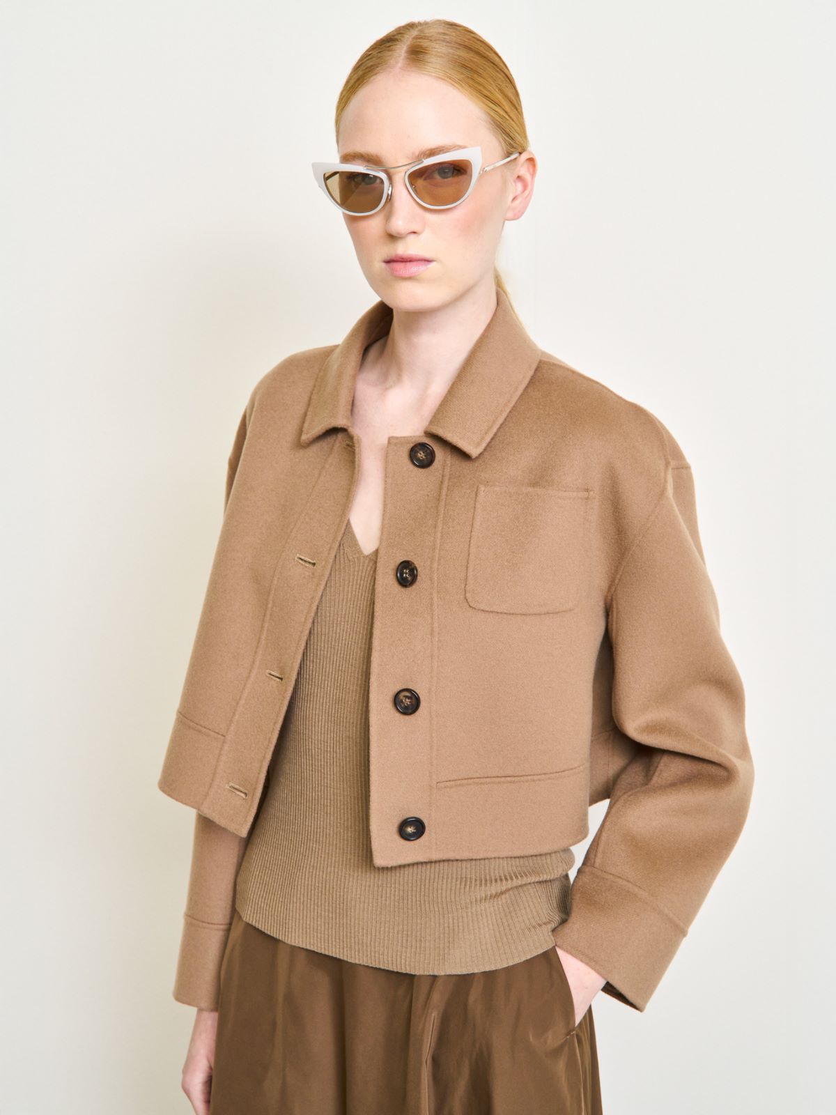 Wool drap cropped jacket + CAMEL - Max Mara
