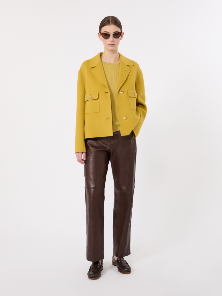 Double wool drap jacket - YELLOW