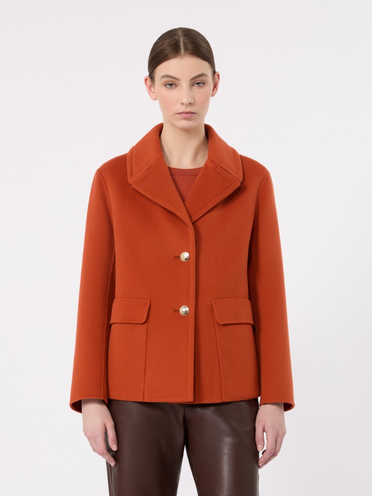Drap wool single-breasted jacket - ORANGE - 2