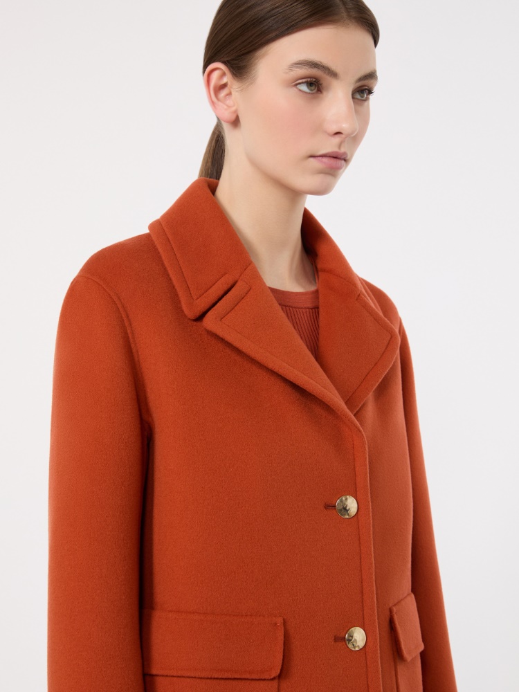 Drap wool single-breasted jacket - ORANGE - 4