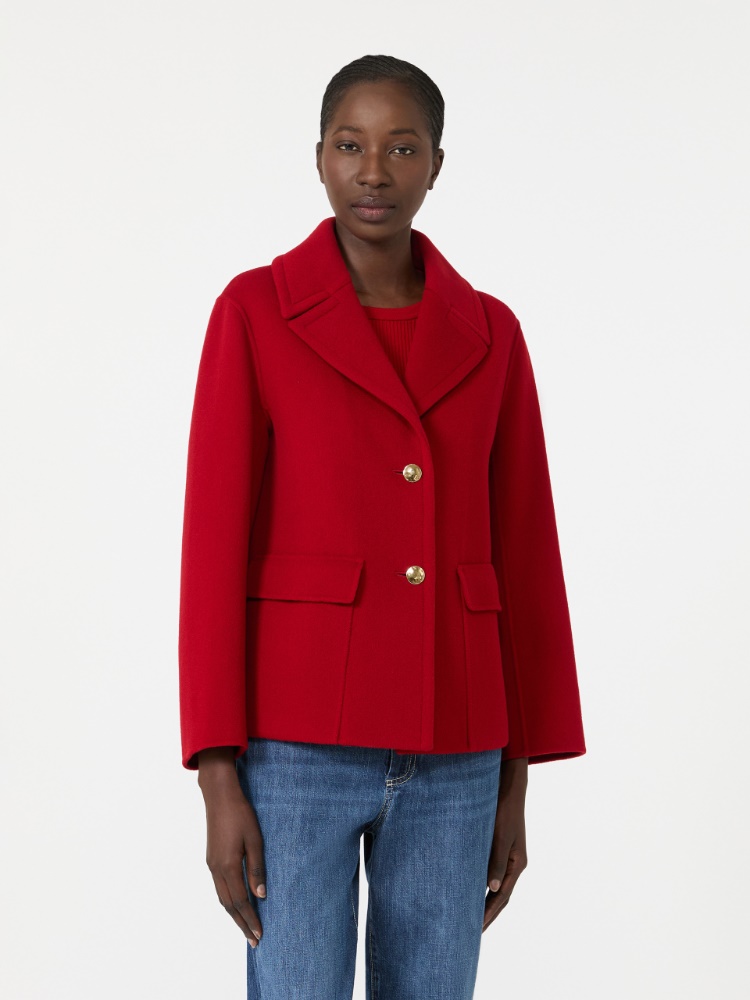 Drap wool single-breasted jacket - RED - 2