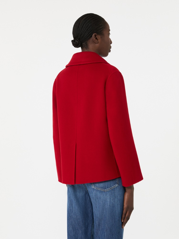 Drap wool single-breasted jacket - RED - 3