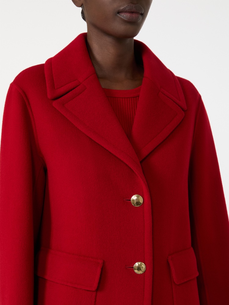 Drap wool single-breasted jacket - RED - 4