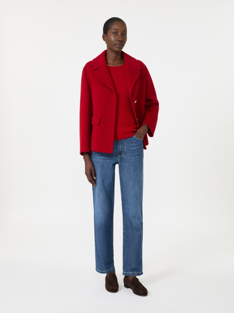 Drap wool single-breasted jacket - RED