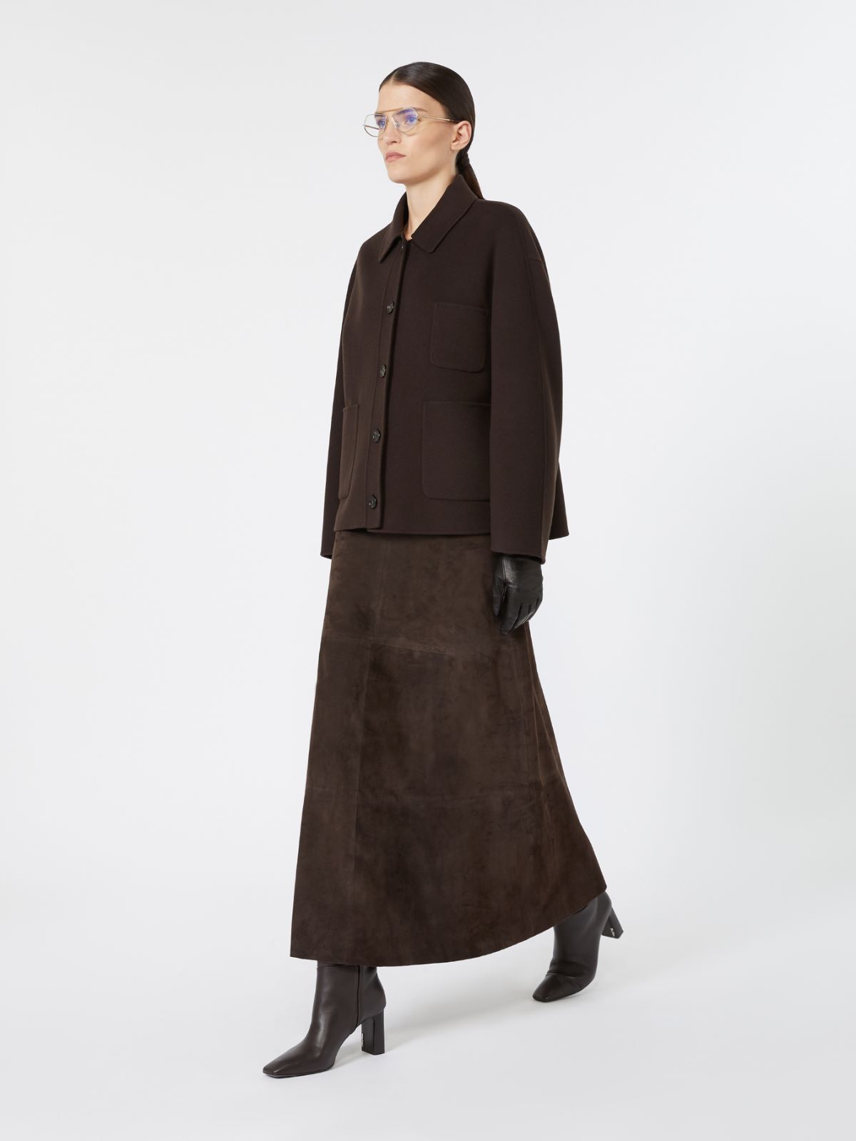 Wool broadcloth jacket - BROWN