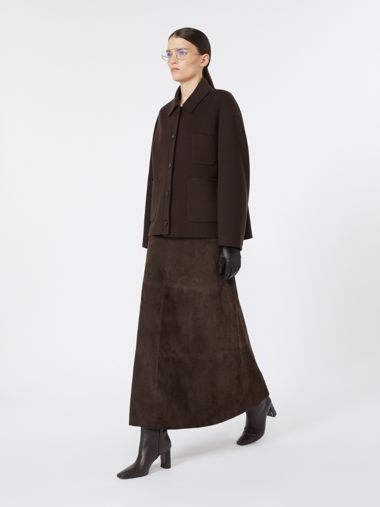 Wool broadcloth jacket + BROWN - Max Mara