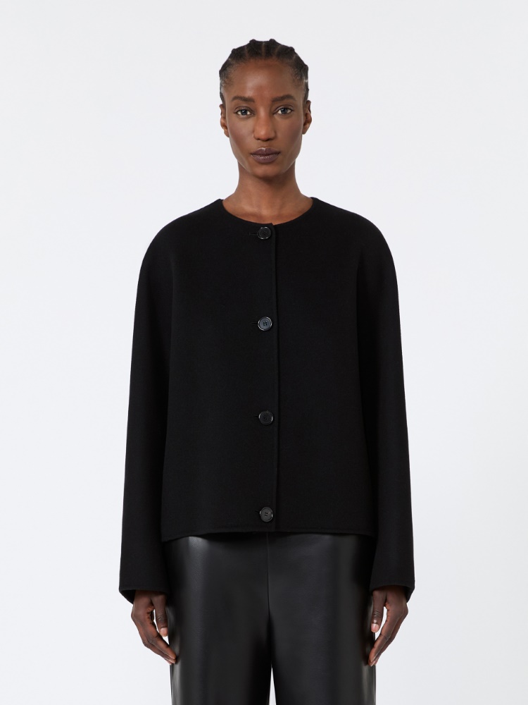 Cropped wool broadcloth jacket - BLACK - Max Mara - 2