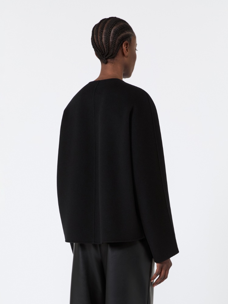 Cropped wool broadcloth jacket - BLACK - Max Mara - 3
