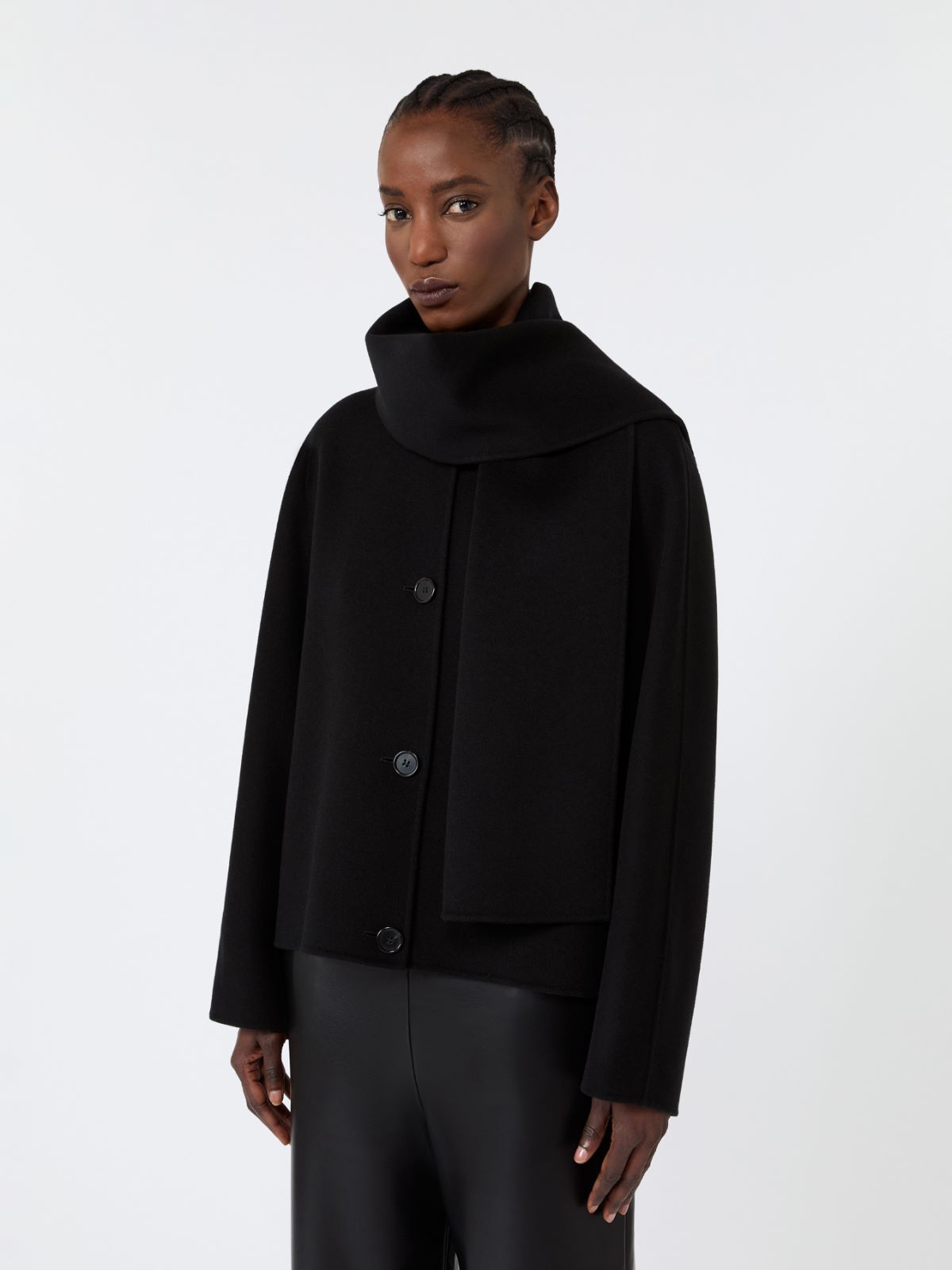 Cropped wool broadcloth jacket - BLACK - Max Mara - 4