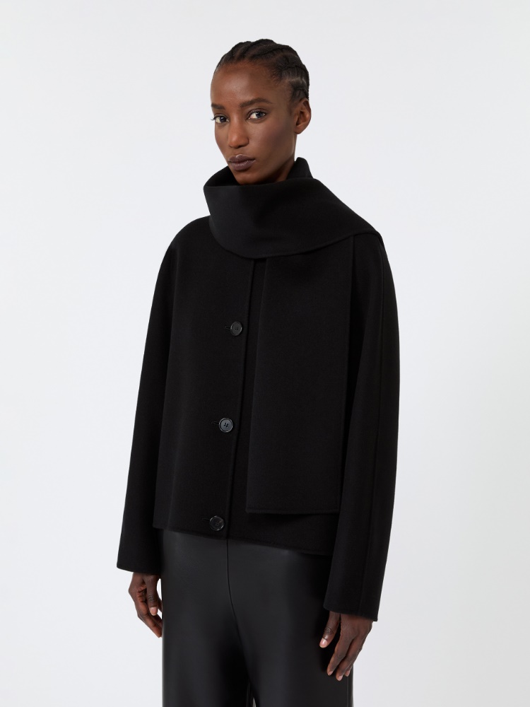 Cropped wool broadcloth jacket - BLACK - Max Mara - 4